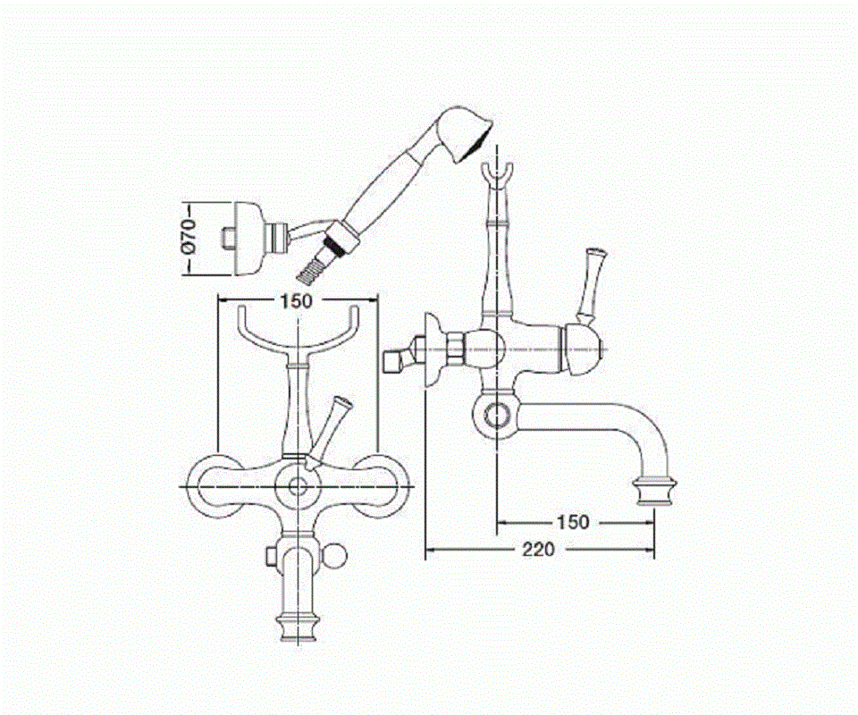 Смеситель для ванны и душа Bugnatese Denver BN.DNV-6402BR, с гарнитуром, бронза - 2 изображение