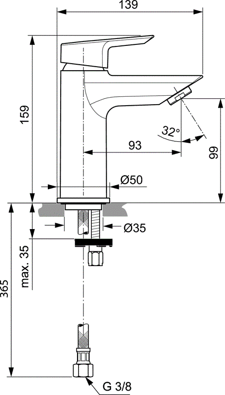 Смеситель для раковины Ideal Standard Tesi A6559AA - 2 изображение