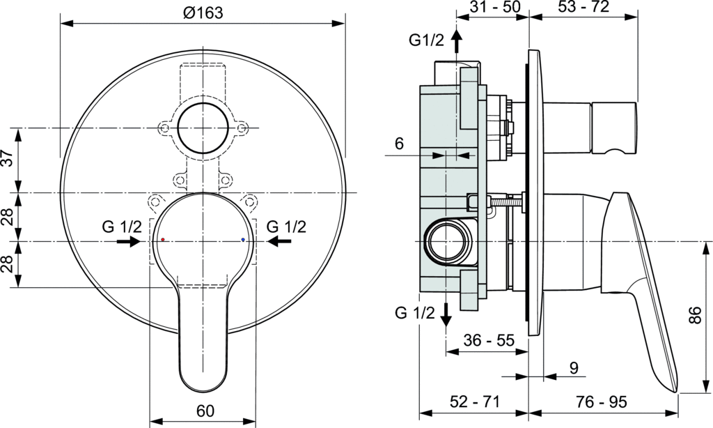 Душевой комплект Ideal Standard Alpha 7 в 1 «ВСЕ для встройки» BD003AA - 12 изображение