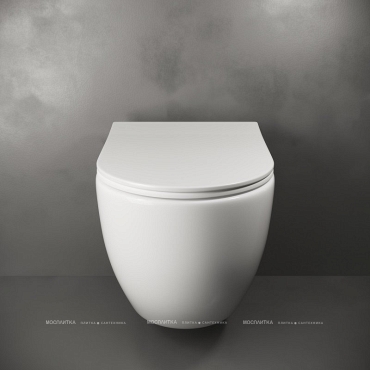 Комплект подвесной безободковый унитаз Ceramica Nova Mia Rimless CN1805 с ультра-тонким сиденьем SoftClose  + инсталляция Geberit Delta 458.149.21.1 с кнопкой, хром глянцевый - 2 изображение