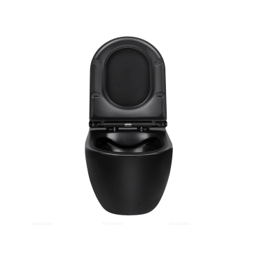 Унитаз подвесной Vincea Evo VT1-34MB безободковый, цвет матовый черный, ультратонкое soft-close сиденье - 5 изображение