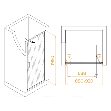 Душевая дверь RGW Stilvoll SV-05-B 90х195 см 70320509-14 профиль черный, стекло прозрачное - 2 изображение