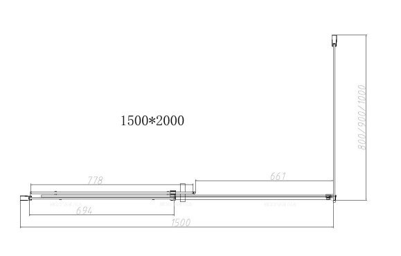 Душевой уголок Vincea Dice 150*80, черный, стекло прозрачное VSR-4D8015CLB - 4 изображение