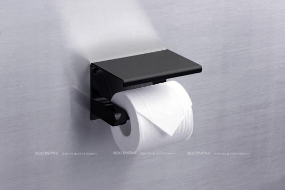 Держатель туалетной бумаги с полкой Rush Edge ED77141 Black, черный - 3 изображение