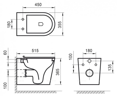 Комплект подвесной безободковый унитаз BelBagno Flay-R BB053CHR P-trap + инсталляция Am.Pm ProI 012704 - 3 изображение