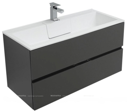Комплект мебели для ванной Aquanet Алвита 100 серый антрацит - 10 изображение