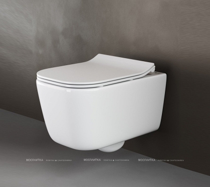 Комплект подвесной безободковый унитаз Ceramica Nova New Day CN3005 с крышкой-сиденьем микролифт + инсталляция Geberit Delta 458.149.21.1 с кнопкой, хром глянцевый - 2 изображение