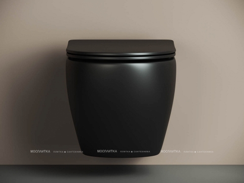 Комплект подвесной безободковый унитаз Ceramica Nova Metropol Rimless с крышкой-сиденьем CN4002MB, черный матовый + инсталляция Geberit Duofix 458.124.21.5 с кнопкой, хром глянцевый - 3 изображение