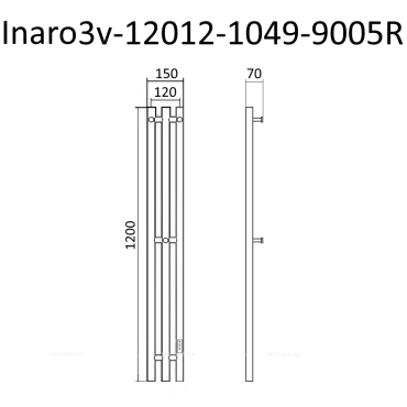 Полотенцесушитель электрический Маргроид Inaro 120х15 см Inaro3v-12012-1049-9005R матовый черный - 5 изображение