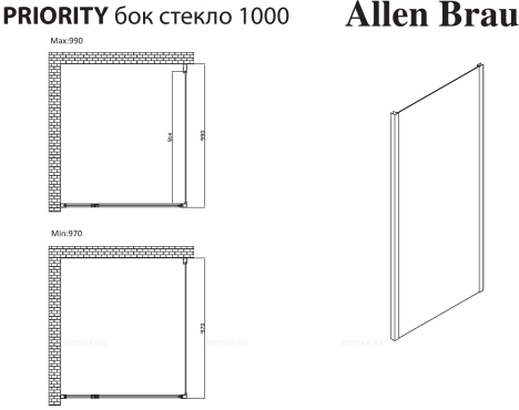 Душевой уголок Allen Brau Priority 100x100 серебро браш 3.31005.BA + 3.31020.BA - 2 изображение