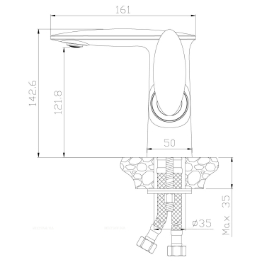 Смеситель для раковины Rossinka RS30-11W с донным клапаном - 2 изображение