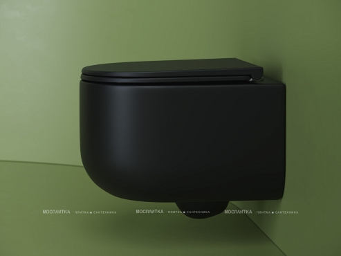 Унитаз подвесной безободковый Ceramica Nova Ulma Rimless CN4006MB с крышкой-сиденьем микролифт, черный матовый - 4 изображение