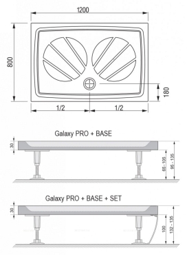 Душевой поддон Ravak Galaxy Gigant Pro-120 120x80 120x80x3см, белый - 4 изображение
