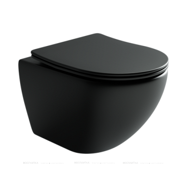 Комплект подвесной безободковый унитаз Ceramica Nova Metropol Rimless CN4002MB с микролифтом + система инсталляции Envision CN1002B с кнопкой смыва Flat черный матовый и шумоизоляционной панелью - 2 изображение