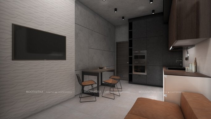 Дизайн Кухня-гостиная в стиле Лофт в белом цвете №12801 - 11 изображение