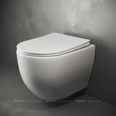 Комплект подвесной безободковый унитаз Ceramica Nova Mia Rimless CN1805 с ультра-тонким сиденьем SoftClose + инсталляция Geberit Duofix 458.125.21.1 с кнопкой смыва хром - 4 изображение
