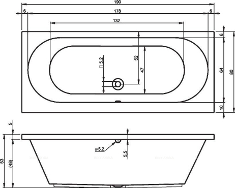 Акриловая ванна Riho Carolina 190 см - 3 изображение