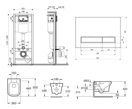 Комплект подвесной безободковый унитаз Lavinia Boho Bristol Rimless, микролифт, 75110227 - 7 изображение