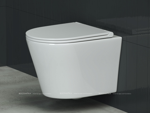 Комплект подвесной безободковый унитаз Ceramica Nova Forma с крышкой-сиденьем CN3011 + инсталляция Geberit Delta 458.149.21.1 с кнопкой, хром глянцевый - 3 изображение