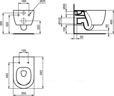 Унитаз подвесной Ideal Standard Blend Curve T374901 - 9 изображение