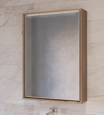 Зеркальный шкаф Raval Frame Fra.03.60/DT, 60 см, с подсветкой, дуб трюфель - 3 изображение
