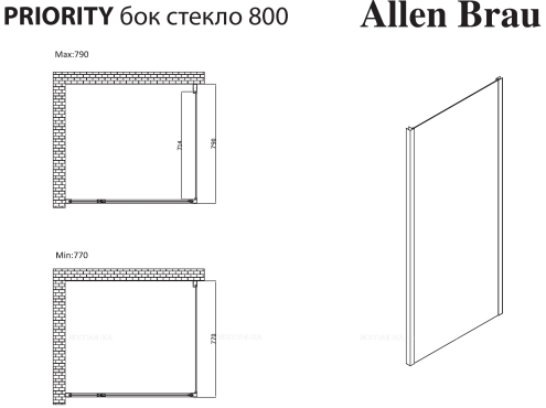 Душевой уголок Allen Brau Priority 100x80 черный браш 3.31006.BBA + 3.31015.BBA - 5 изображение