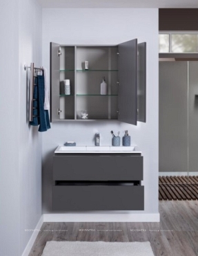 Комплект мебели для ванной Aquanet Алвита 100 серый антрацит - 13 изображение