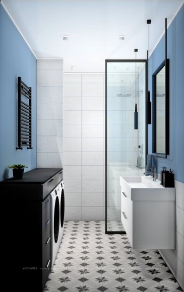 Дизайн Ванная в стиле Современный в белом цвете №12726 - 3 изображение