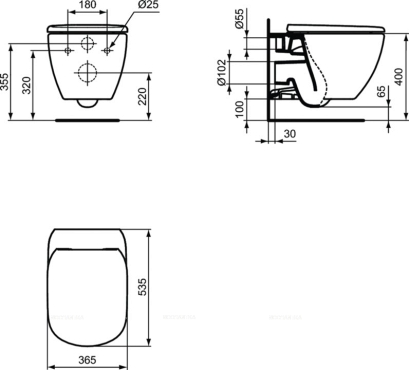 Комплект Ideal Standard Prosys Tesi подвесной унитаз + крышка-сиденье + встраиваемая инсталляция и механическая панель смыва T387201 - 6 изображение