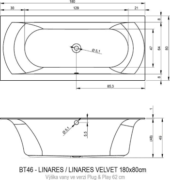 Акриловая ванна Riho Linares 180 L Plug&Play - 3 изображение
