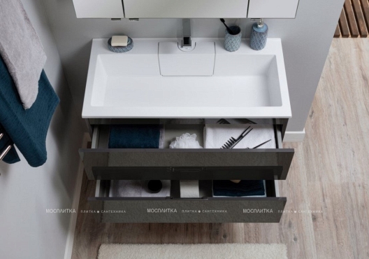 Комплект мебели для ванной Aquanet Алвита 100 серый антрацит - 17 изображение