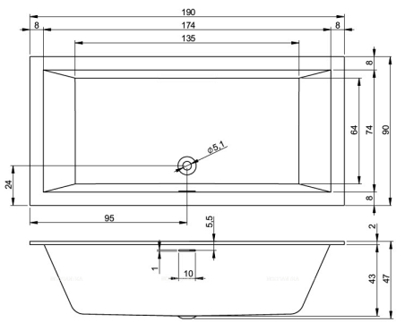 Акриловая ванна Riho Rething Cubic 190x90 R BD97C0500000000 - 3 изображение