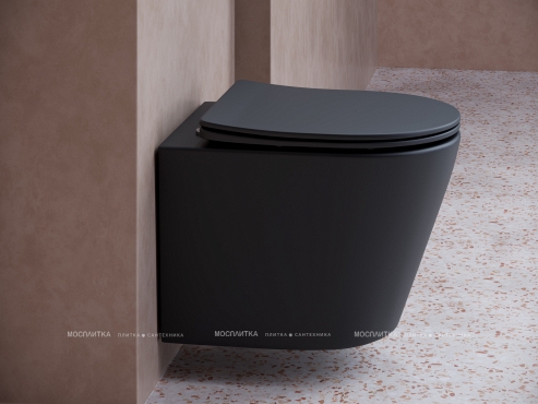 Комплект подвесной безободковый унитаз Ceramica Nova Balearica CN6000MB черный матовый с сиденьем микролифт + инсталляция Geberit Duofix UP320 111.300.00.5 - 3 изображение
