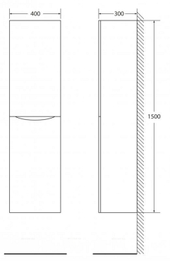 Шкаф-пенал подвесной BelBagno FLY-MARINO-1500-2A-SC-BO-P-R, 40 х 30 х 150 см, Bianco Opaco/белый матовый, правосторонний - 3 изображение