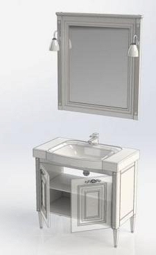 Комплект мебели для ванной Aquanet Паола 90 белый патина серебро - 11 изображение