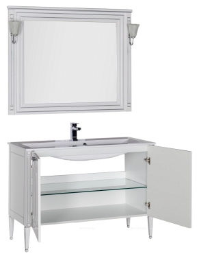 Комплект мебели для ванной Aquanet Паола 120 белый патина серебро - 3 изображение