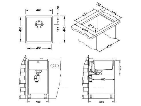 Кухонная мойка Alveus Kombino 30 1100235 нержавеющая сталь в комплекте с сифоном - 3 изображение