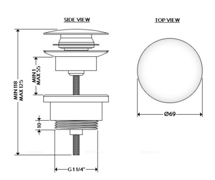 Донный клапан Galassia Dream 9916BIMT клик-клак с керамической крышкой, белый матовый - 2 изображение