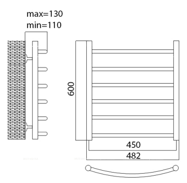 Полотенцесушитель электрический Terminus Классик П6 450x650 - 3 изображение