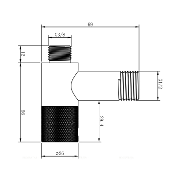 Вентиль Wellsee Drainage System 182147001, запорный, резьба 1/2"x 3/8", матовый черный - 7 изображение