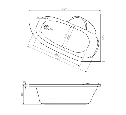Акриловая ванна Lavinia Boho Bell Pro, 150x100 см. левая, 361230AC - 5 изображение
