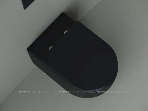Унитаз приставной безободковый Ceramica Nova Metropol Rimless CN4004MB с крышкой-сиденьем микролифт, черный матовый - 9 изображение