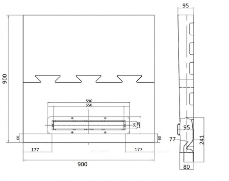 Душевой поддон под плитку Pestan Confluo Board UNI 900 со встроенный лотком Frameless Line 550 40007821SS - 11 изображение