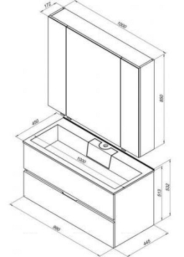 Комплект мебели для ванной Aquanet Алвита 100 серый антрацит - 19 изображение