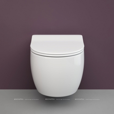 Комплект подвесной безободковый унитаз Ceramica Nova Play Rimless CN3001 37 x 49 x 34 см с сиденьем Soft Close + инсталляция Geberit Delta 458.149.21.1 с кнопкой, хром глянцевый - 4 изображение