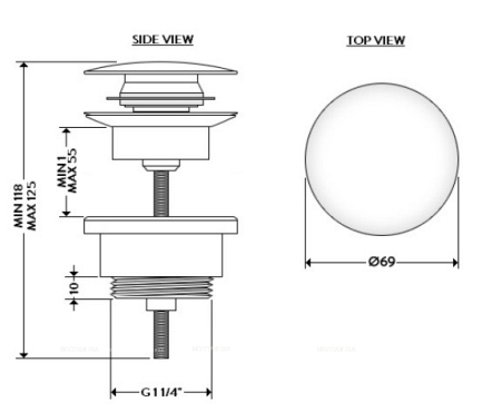 Донный клапан Galassia Dream 9916OC клик-клак с керамической крышкой, охра - 2 изображение