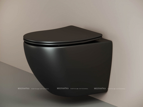 Комплект подвесной безободковый унитаз Ceramica Nova Metropol Rimless с крышкой-сиденьем CN4002MB, черный матовый + инсталляция Am.Pm ProI 012704 - 2 изображение