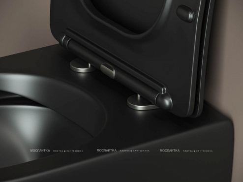Комплект подвесной безободковый унитаз Ceramica Nova Metropol Rimless с крышкой-сиденьем CN4002MB, черный матовый + инсталляция Am.Pm ProC I012707 - 10 изображение