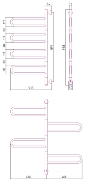 Полотенцесушитель электрический Сунержа Парео 4.0 97,8х53,5 см 31-0823-0978 матовый черный - 3 изображение