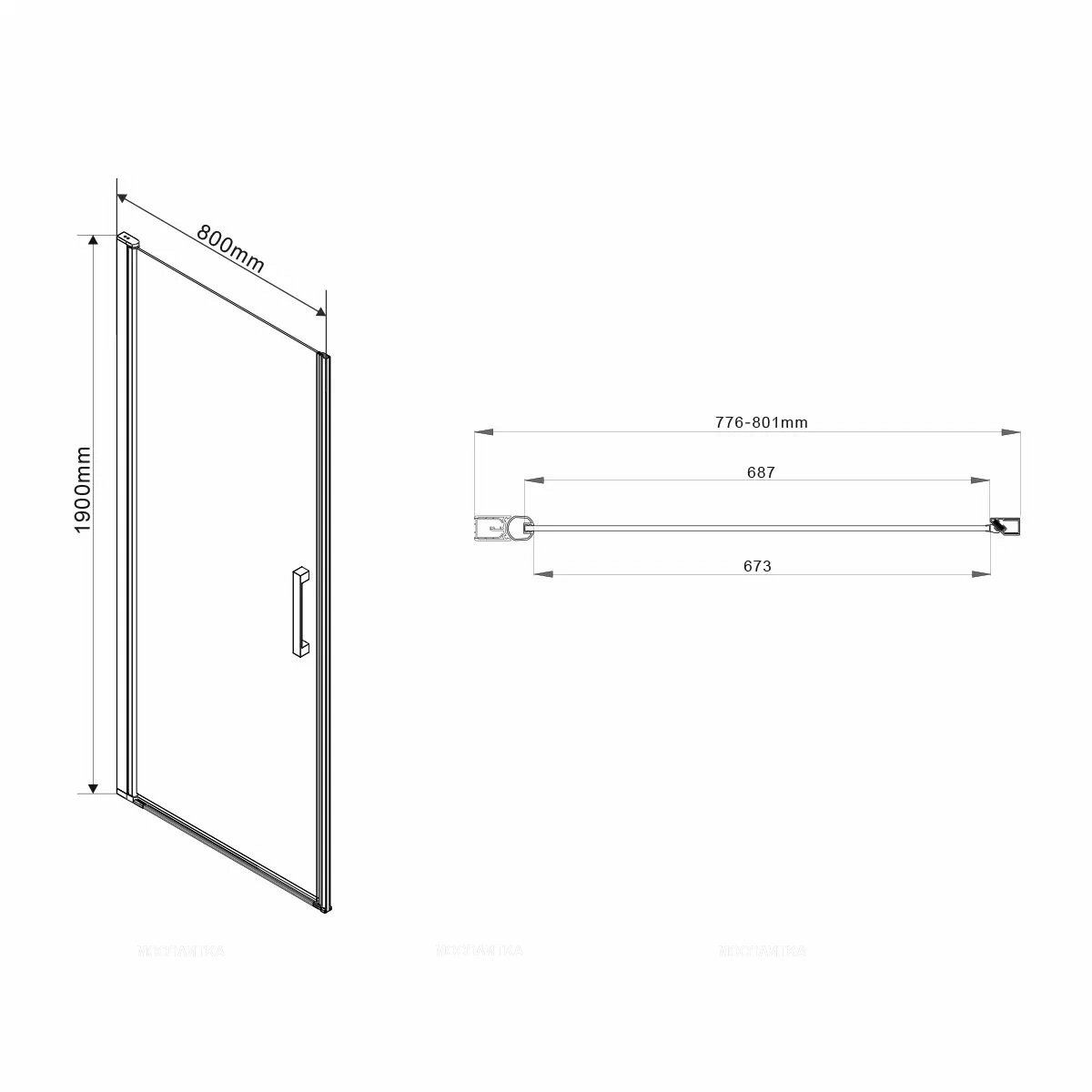 Душевая дверь Vincea Orta 80 см хром, стекло прозрачное, VDP-1O800CL - 7 изображение